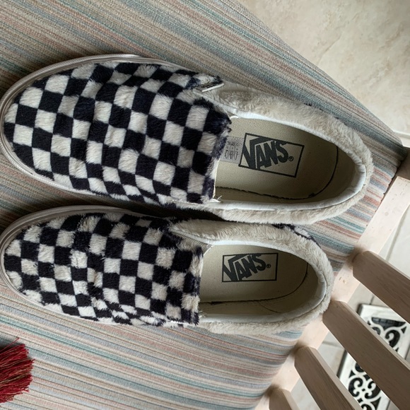 furry checkered vans